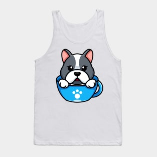 Cute dog on cup coffee cartoon Tank Top